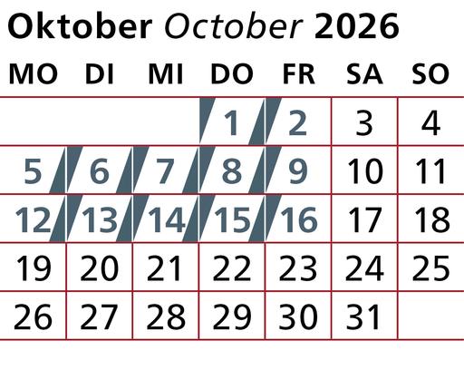 U76 Kalender Oktober