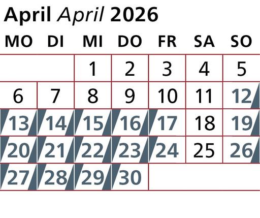 U76 Kalender April