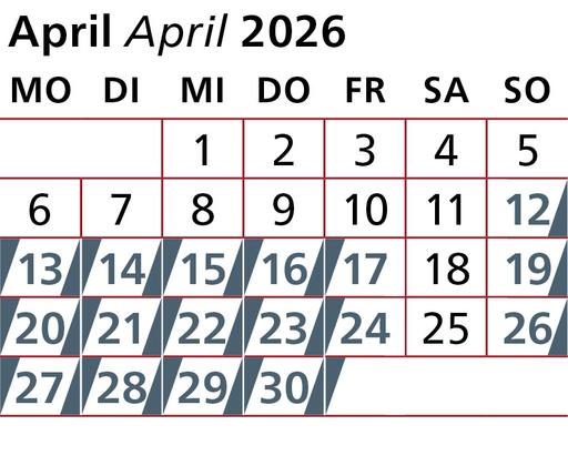 U76 Kalender April
