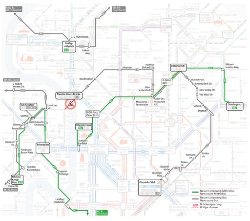 Übersichtskarte Sperrung Theodor-Heuss-Brücke